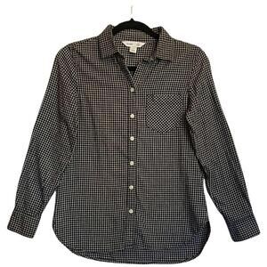 Old Navy Womens Size XS The Classic Shirt Long Sleeve Shepherd Check Black White